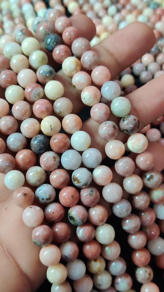 Přírodní peruánský růžový opál, drahokamové korálky, kvalita A, kulaté korálky, velikost 6mm 8mm 10mm, volné korálky, 14-15 palcové návlekové korálky.