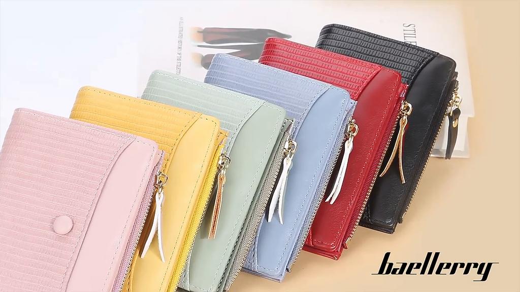 Baellerry Ladies' Fashion Short Purse Large Capacity Wallet Pu Leather Card Holder Cute Students Girls' Zipper Coin Purse