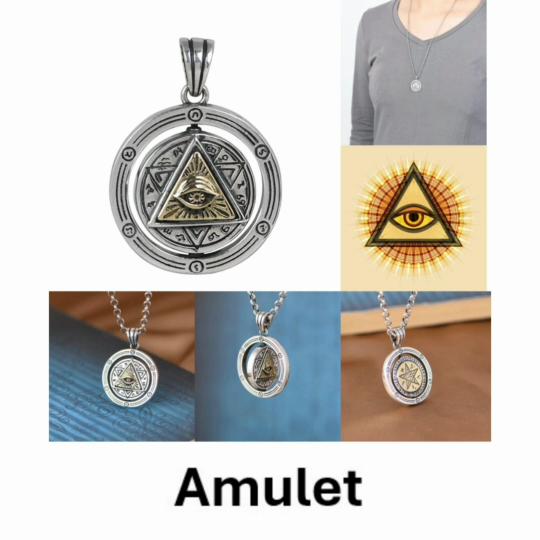 Eye God Triangle Necklace Pendant Amulet Talisman Ancient Egypt Egyptian Protect Magic Evil Demon Ghost Jewelry Gift Hip Hop Rock Goth Gothic