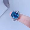 Sace Gems Classic Retro Style Copper Alloy 10*14mm Blue Zircon Ring Ladies Jewelry Wedding Promise Party Gift
