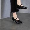 Johnature Buty Mary Jane w stylu retro. Damskie czółenka z prawdziwej skóry. Wszechstronne buty na niskim obcasie z okrągłym noskiem