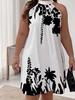 Plant Floral Summer Sleeveless Backless Tie Dress For Vacation And Beach