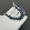 Blue Sapphire Necklace & Bracelet Jewelry Set, Coffin Blue Sapphire Gemstone 925 Sterling Silver Handmade Jewelry Unique Collection, Birthday Gift