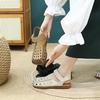 Johnature Breathable Flat Bottomed Comfortable Genuine Leather Sandals Retro Commuting Cowhide Women's Shoes