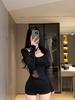 Pure Lust Sexy Style Bow Splicing Top for Women Spring and Autumn New Tight Slimming Halterneck Lace Long-sleeved T-shirt