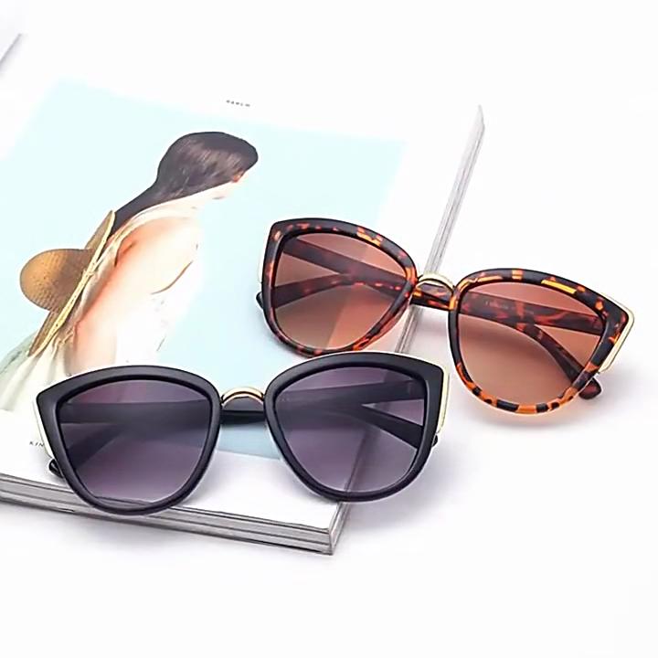 Lunettes de soleil œil de chat vintage de marque pour femme Rétro Conduite Cadre rond en métal Lunettes de soleil pour femme Miroir UV400
