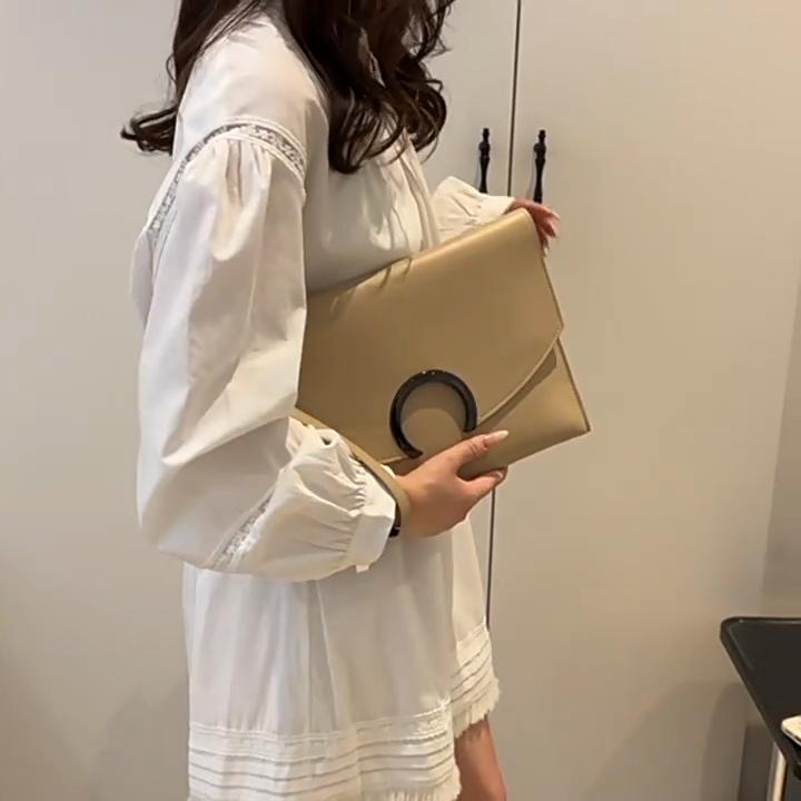 Vintage Damen Umschlag-Clutch-Tasche PU-Leder Große Kapazität Handtasche Mode Halbmond-Schnalle Umhängetasche Elegante Crossbody-Tasche Abendtasche