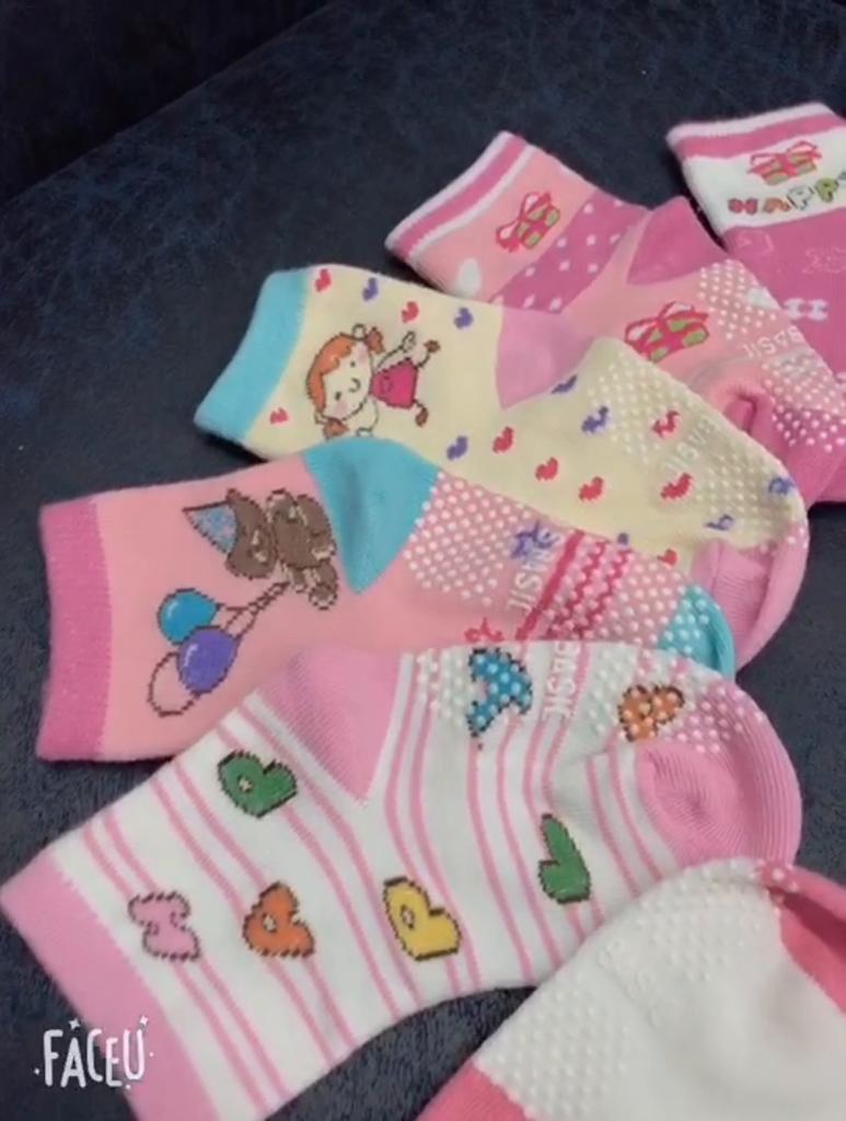 12Pairs/Lot Toddler Socks With Grip Non-Slip Baby Kids Sticky Slipper Cotton Crew Socks 1-3/3-5T