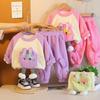 0-5-year-old Girls' Long Sleeved 2-piece Set, Cute Girls' Fleece Pocket Hoodie, Casual Pants, High-quality Children's Clothing
