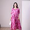 Elegantní dámské letní šaty plus size ležérní s krátkým rukávem vintage volné dlouhé šaty letní oblečení