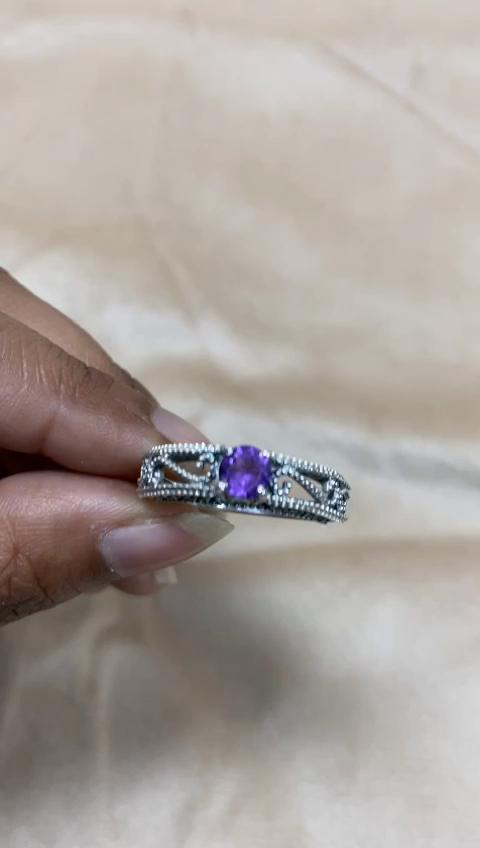 Silberner Charm-Schmuck, Edelsteinschmuck, Amethystring, 925 Sterlingsilber Handgefertigter Schmuck, Silberring
