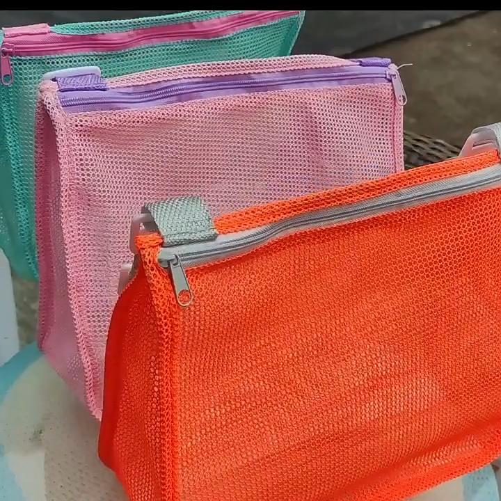 Portable Mesh Beach Bag Wash Handbag Bathing Swimming Bath Bag Transparent Travel Toiletry Bag