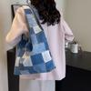 Block Color Tote Bag Women's Large Capacity Student Class Bag Simple Crossbody Portable Underarm Bag