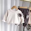 Autumn and Winter Boys Clothing Set New Children's Korean Edition Hooded Sweater Pants Two piece Set Girl Baby Velvet Set
