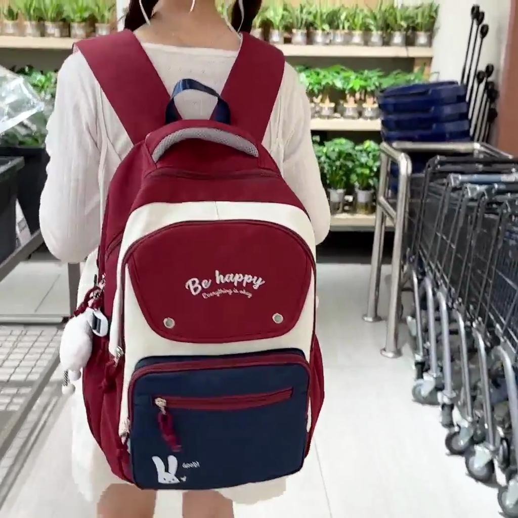Color Block Student Schoolbag Women's Large Capacity Backpack