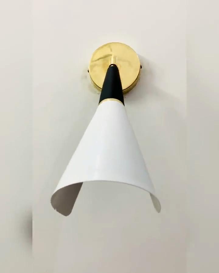 Custom Brass Diabolo Wall Sconce: Mid Century Bedside Lamp