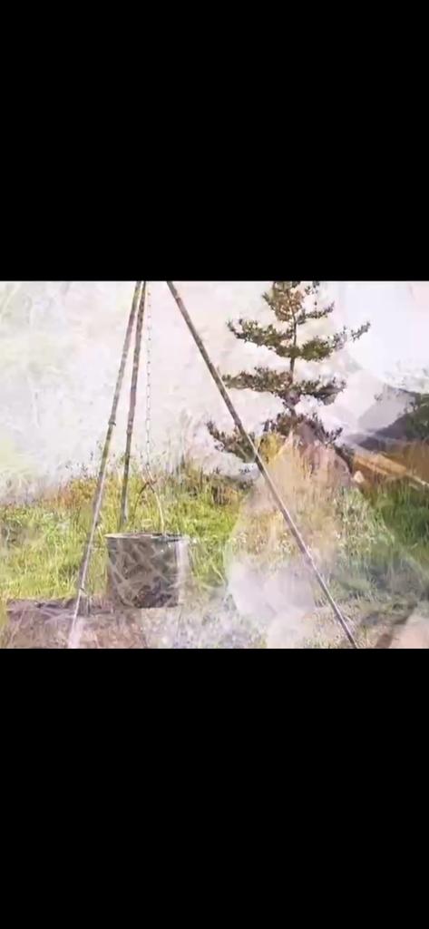 ALOCS Outdoor Camping 10.5L Camping Pot Set - Adjustable Tripod, Hard Anodized Aluminum, Suitable for 5-7 People Outdoor Cooking