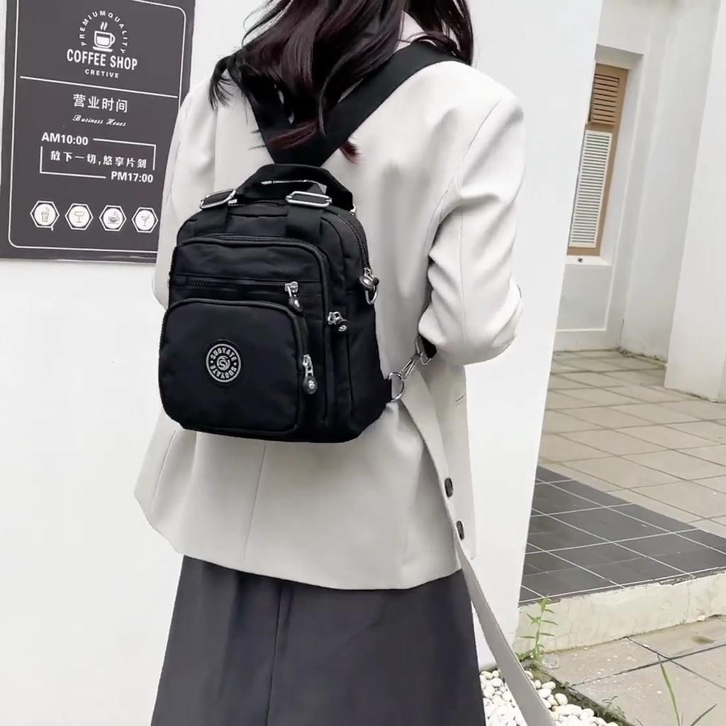 Sieviešu daudzfunkcionāla mugursoma, viegla, ūdeni atgrūdoša neilona soma Lielas ietilpības plecu soma Crossbody soma