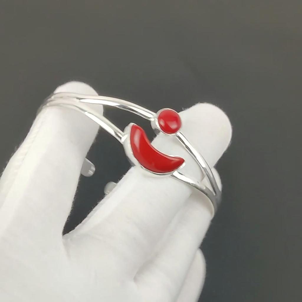 Piatră prețioasă Coral Roșu Natural Manșetă Brățară Handmade Argint Sterling 925 Manșetă, Brățară Coral Roșu Pentru Soție, Brățară Unisex, Cadou de Ziua de Naștere