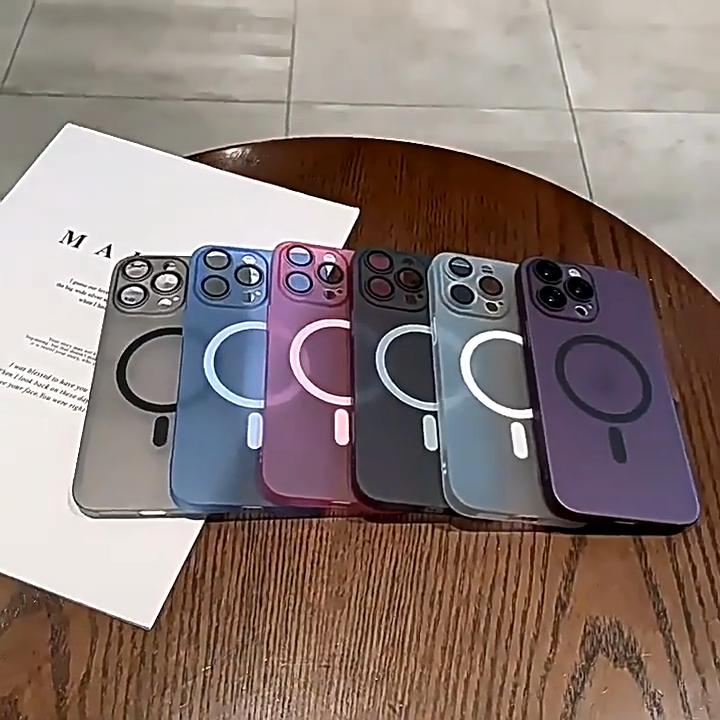 Matte Translucent Skin Touch Ultra Thin Slim PC Case for iPhone 11 12 13 14 15 16 Pro Max Wireless Charging Magsafe Lens Film Cover