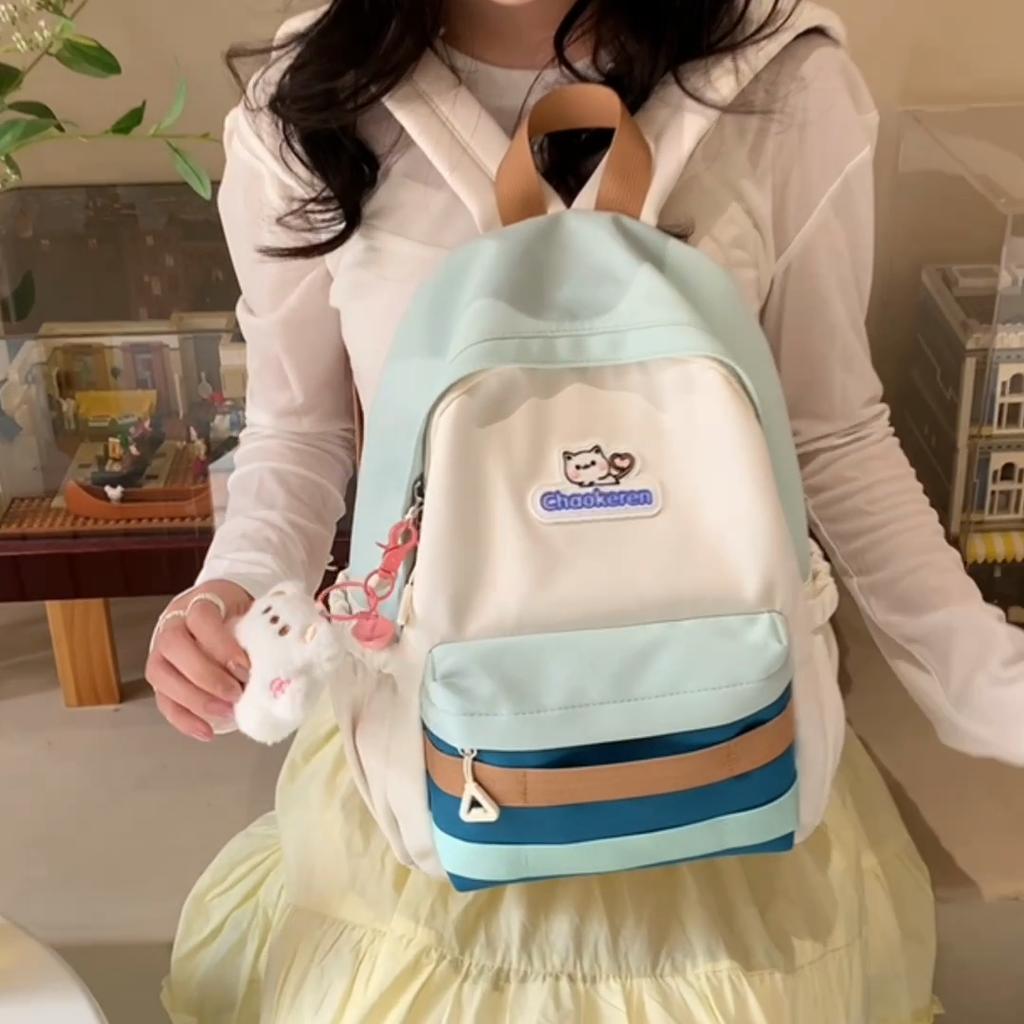 Student Class Schoolbag Color Block Women's Travel Lightweight Backpack Commuter Backpack