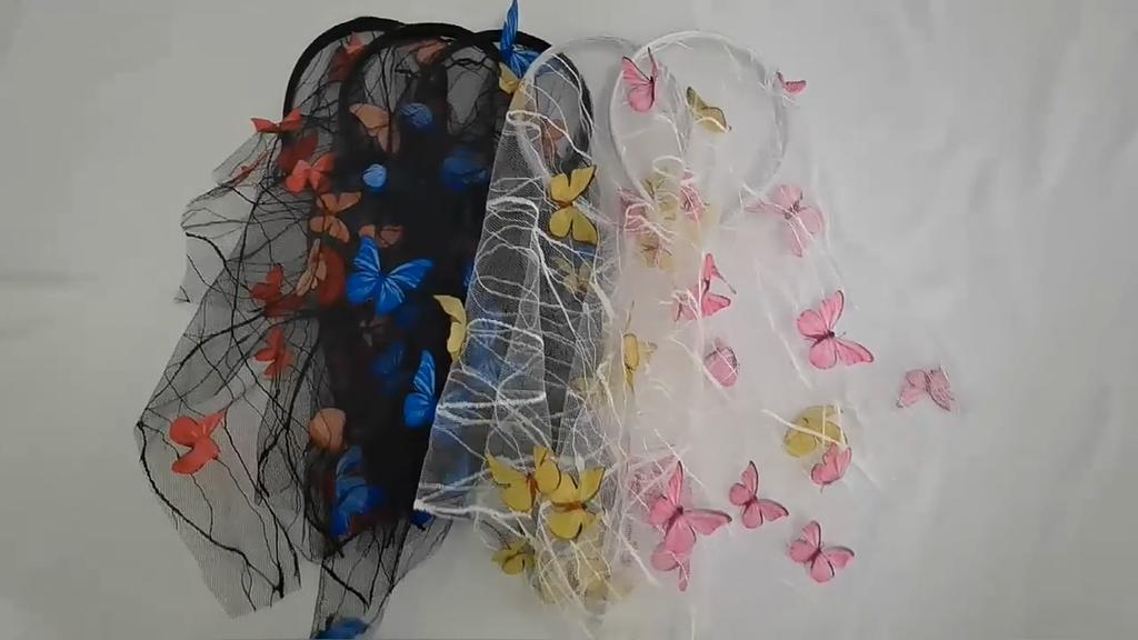 Wunsch Schmetterling 3D Mesh Schleier, Romantische Kirche Outdoor Kleidung