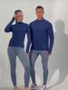 Herren Frühling Herbst Schnelltrocknendes T-Shirt Feuchtigkeitstransportierend Training Fitness Halbreißverschluss Sport Laufen Langarm Top