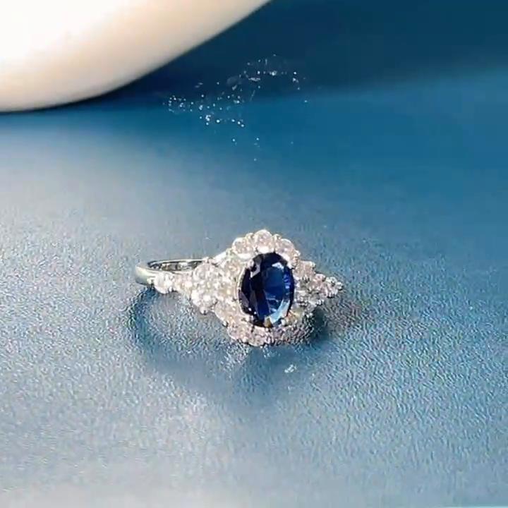 BELLA BOX Dark Blue Series Charms Female Finger Rings Luxury Engagement Party Rings For Bride Shiny Brillaint Zircon Jewelry