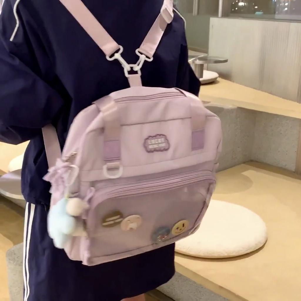 Student Classes Shoulder Bag College Style Women's Crossbody Bag Multifunctional Solid Color Tote Bag Backpack