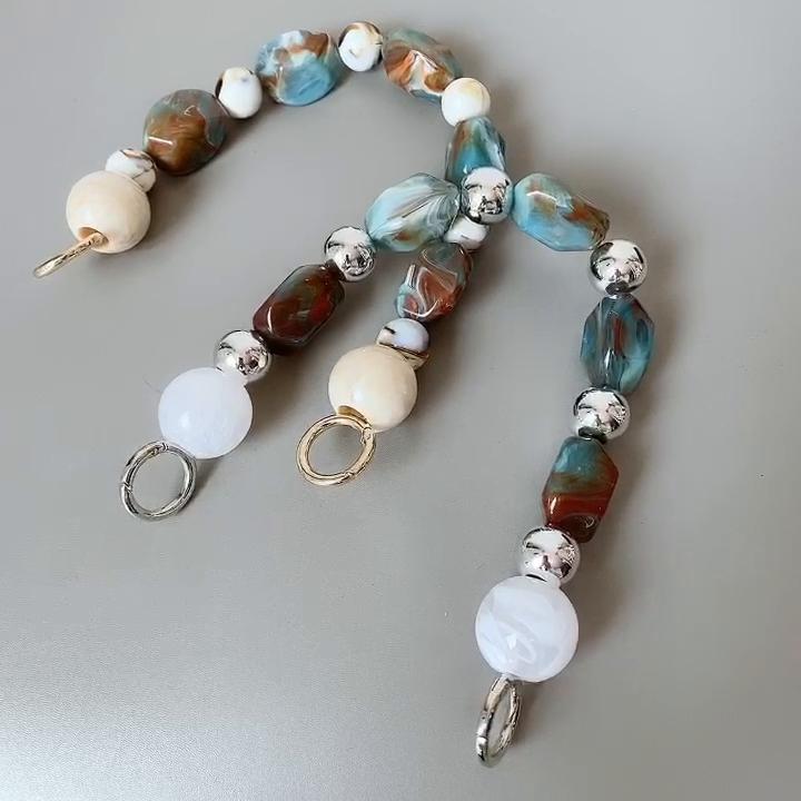 Neue Mode Frau Handtasche Zubehör Teile Weiß Beige Perlen Acryl Harz Kette Luxus Strap Frauen Schulter Luxus Kupplung Kette