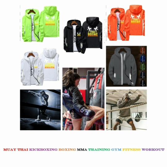 Muay Tha Flying Kneei Kick Boxing MMA UFFC Jacket Windbreaker Hoodies Zip Men Women Kid Unisex Long Sleeve Print Sport Gym Fitness Workout