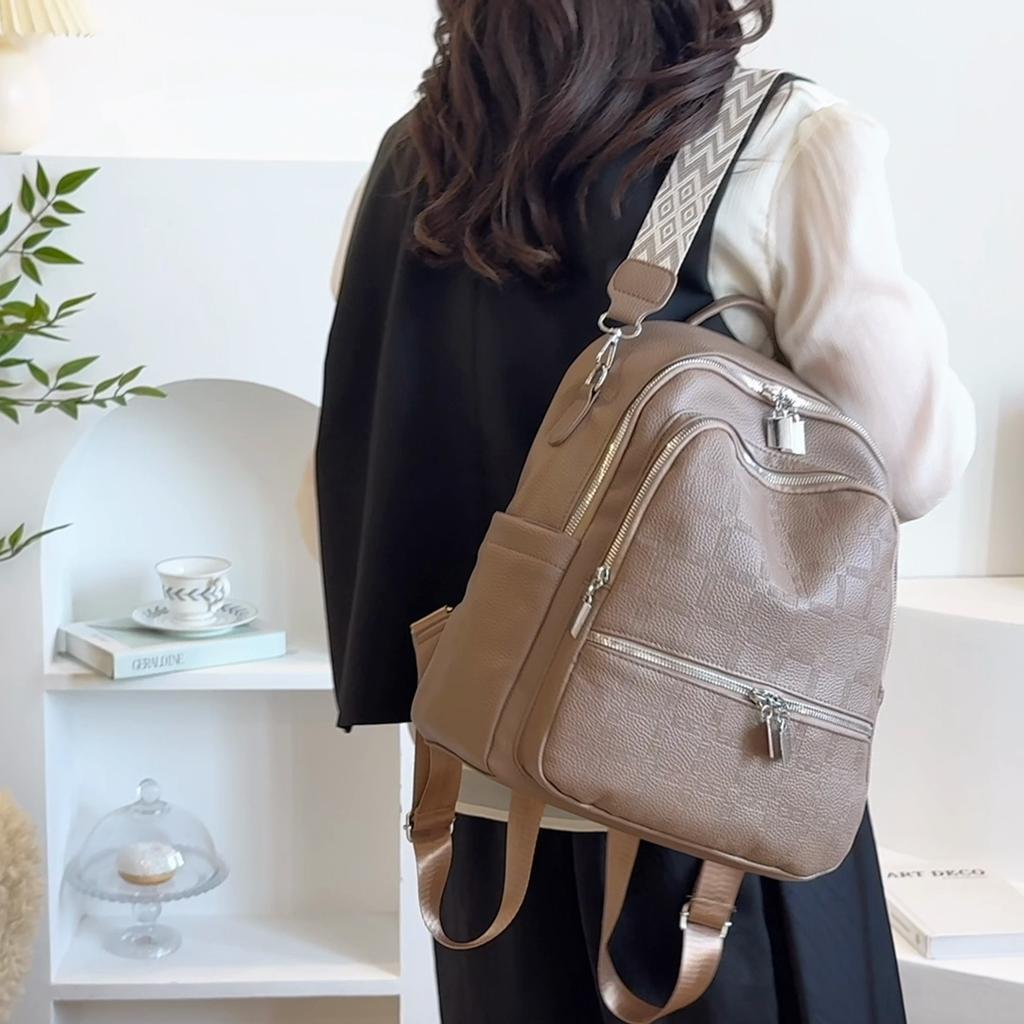 Women's PU Backpack Outdoor Travel Large Capacity Backpack Multi-function Shoulder Bag