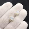Elegant Milky Opal Gemstone 925 Sterling Silver Zircon Jewelry Stud Earrings CZE-8-16