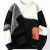 Herrenbekleidung Herbst Winter Rundhals Pullover Laterne Langarm Kontrastfarbe Schraubgewinde Pullover Gestrickte Freizeit-Tops