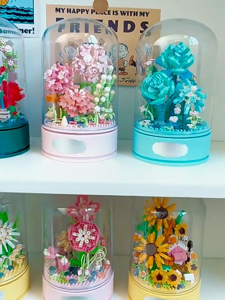 Mini Potted Plant Particle Eternal Flower Home Decoration DIY Toy Building Block Set Gift Women