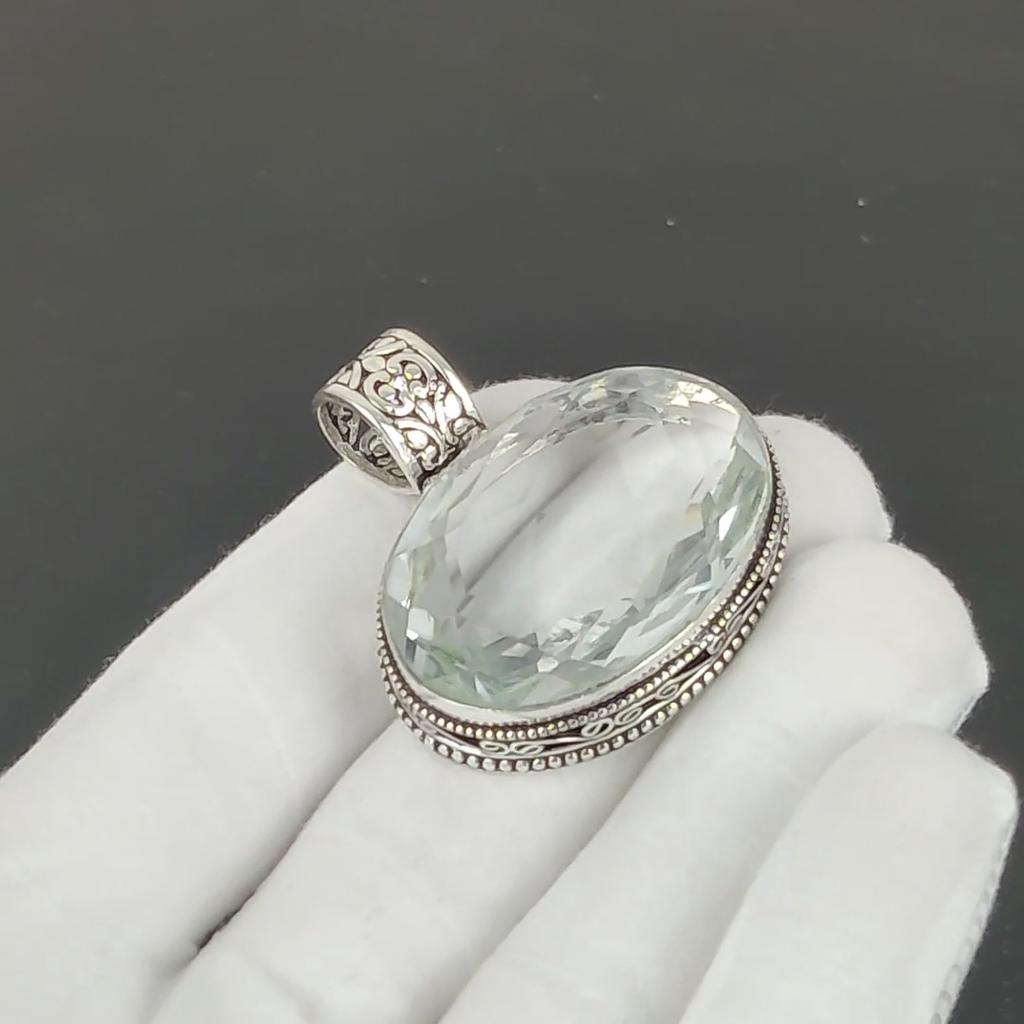 White Topaz Pendant, 925 Sterling Silver Handmade Jewelry, White Topaz Silver Pendant, Party Wear Jewelry For Women's, Pendant New Year Gift