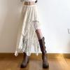 Asymmetrical Lace Mid Skirts Women Summer Soft All-match Streetwear Y2k Trendy Korean Style Loose Ladies Party Boho Aesthetic