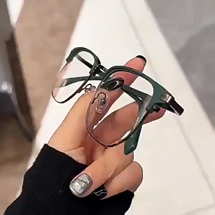 Herren Business Halbrahmen Myopie Brille Ultraleicht Blaulicht Blockierende Brille High Definition Nahsichtbrille Bis -4,0