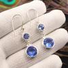 Tanzanite Gemstone Earrings 925 Fine Silver Handmade Jewelry Gift For Girlfriend EE-160-7