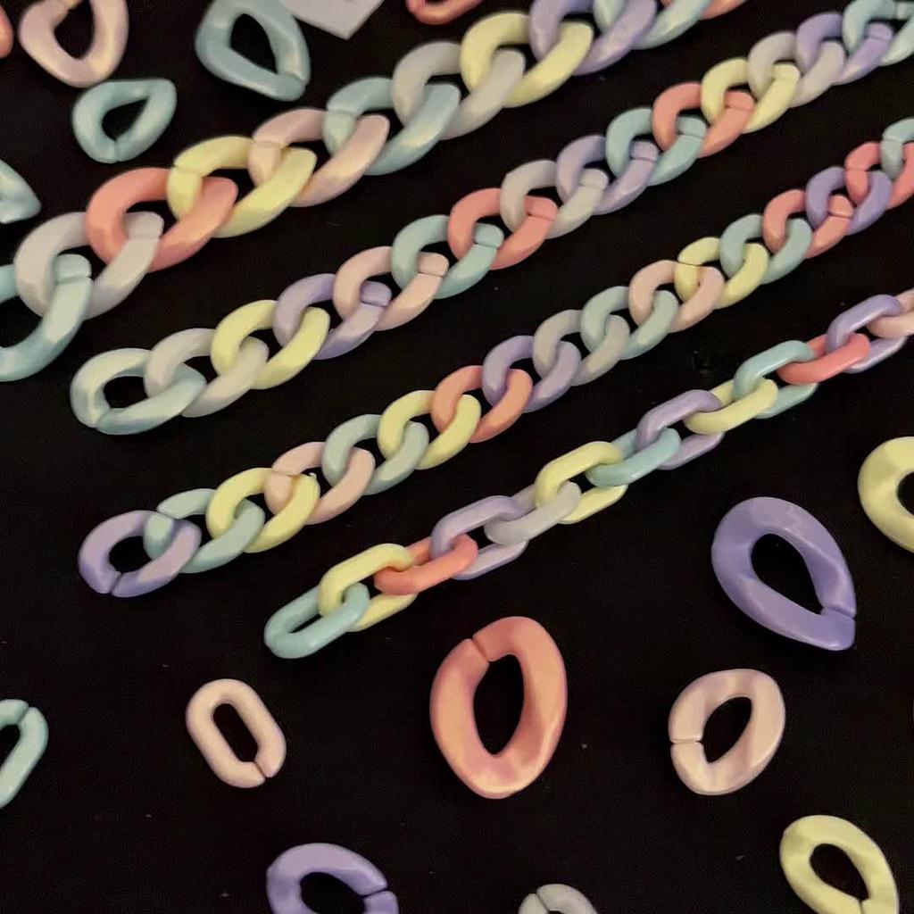 500G Spring/Summer Bright Macarons Colors Plastic Acrylic Beads Chain Links for Bracelet Necklace Keychain Bag Chain DIY Jewelry Craft Making