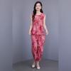 Plus Size Elegant 2 Piece Sets Women Summer Clothes Vintage Loose Print Pants Sets
