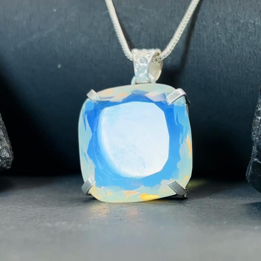 Oxidierter 925er Sterlingsilber Anhänger Opal Natur Kissen 95,20 Edelsteine Zertifiziert my-400-k