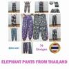 Elephant Jump Pants Long Leg Adjustable Elastic Waistband Strap Unisex Women Men Print Thailand Casual Streetwear Beach Boho Bohemian Retro Vintage