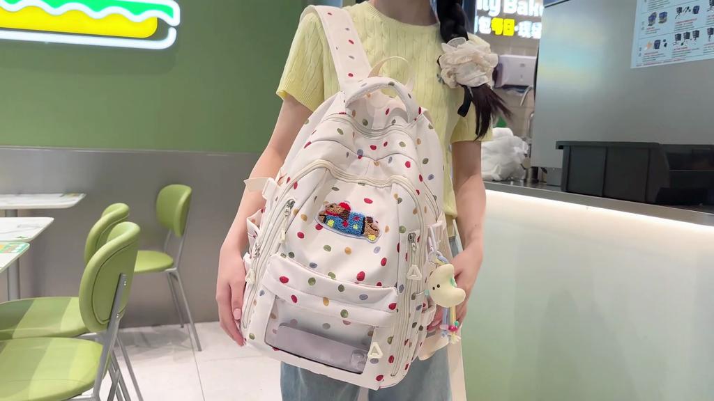 Student Schoolbag Women's Dot Print Large Capacity Backpack