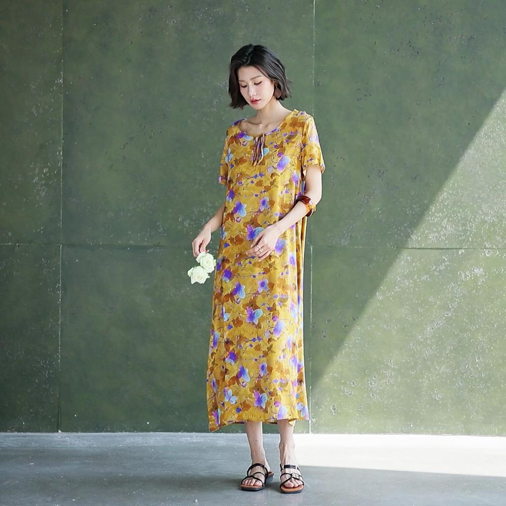 Women's Plus Size Floral Print Maxi Dress, Casual Short Sleeve Long Dress (XL-5XL)