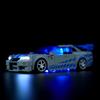 Gör-det-själv LED-belysningskit för LEGO Speed Champions 76917 2 Fast 2 Furious – Nissan Skyline GT-R (R34) Byggklossleksaker Justerbara Belysningstillbehör