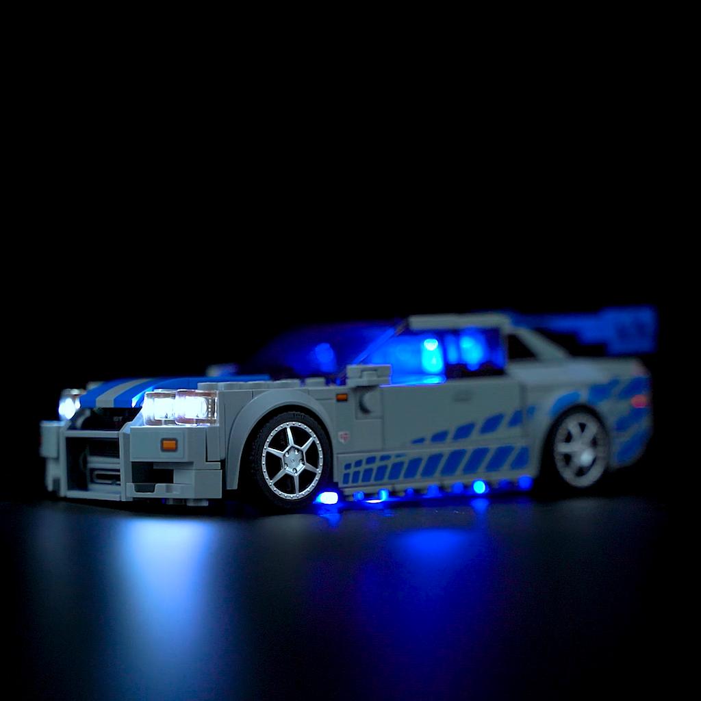 Gör-det-själv LED-belysningskit för LEGO Speed Champions 76917 2 Fast 2 Furious – Nissan Skyline GT-R (R34) Byggklossleksaker Justerbara Belysningstillbehör