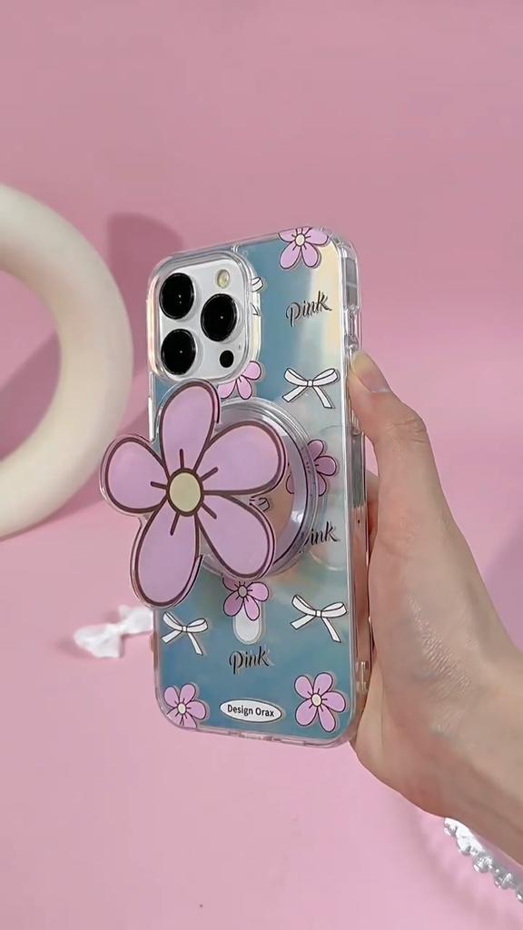 Japanese Korean Style Magnetic Stand Phone Case Compatible and Suitable for iPhone15 14 13 12 11promax xsmax xr 7 8plus Cute Flowers