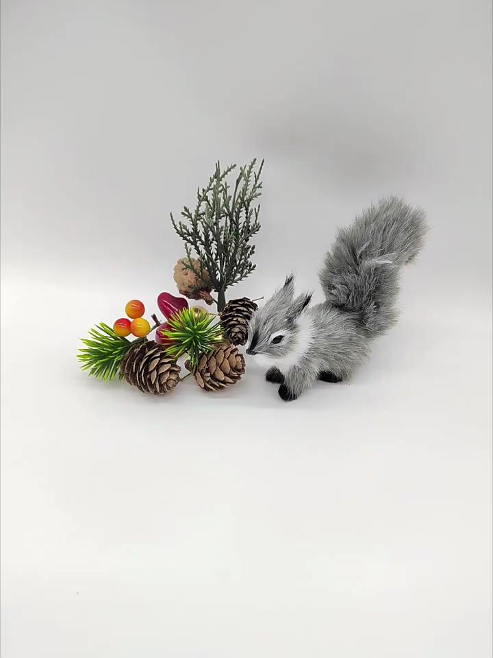Modelo de Ardilla Piel Sintética Realista Lindo Roedor Miniatura Figurita Adorno Artesanía Mini Estatua de Ardilla Falsa Figurita Adorno Regalo de Cumpleaños