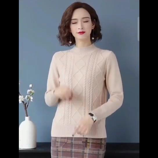 Color Sólido Corto Punto Suelto Mujeres Otoño Invierno Moda Nuevo Suéter Básico Jerséis Manga Larga